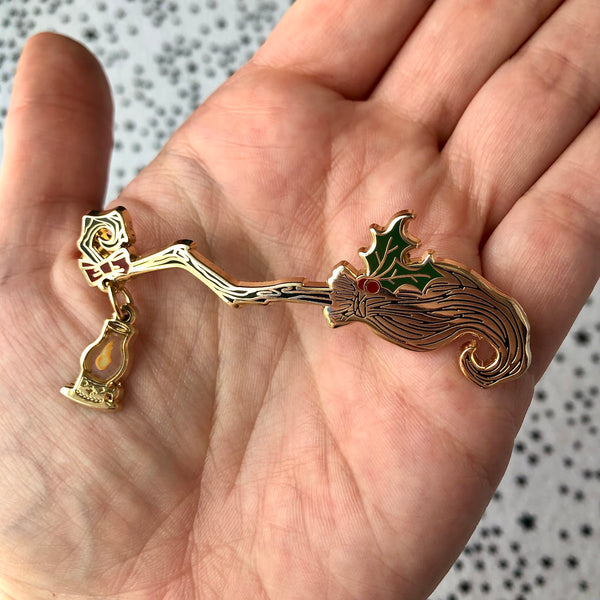 Holly Witch's Broom Enamel Pin